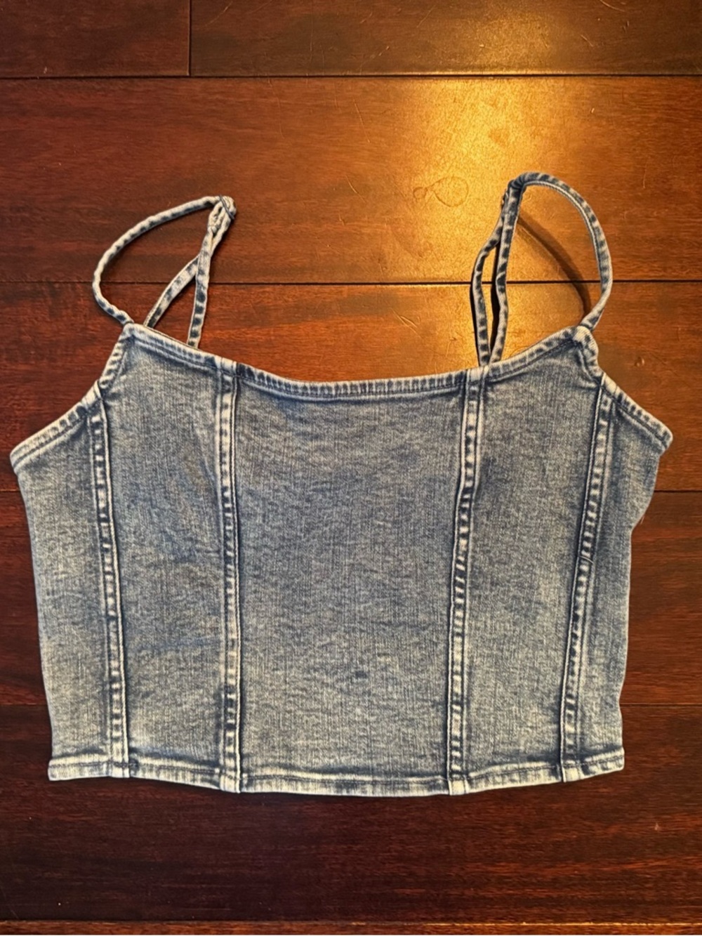 Denim Blue Cropped Cami Top / American Eagle